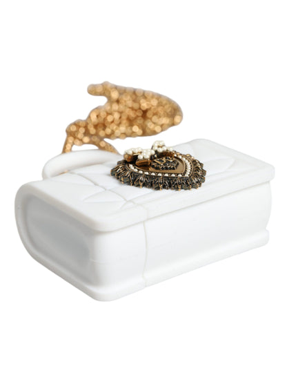 Dolce &amp; Gabbana – Weiße Silikonhülle „Devotion Heart“ mit Handtasche und Airpod-Hülle