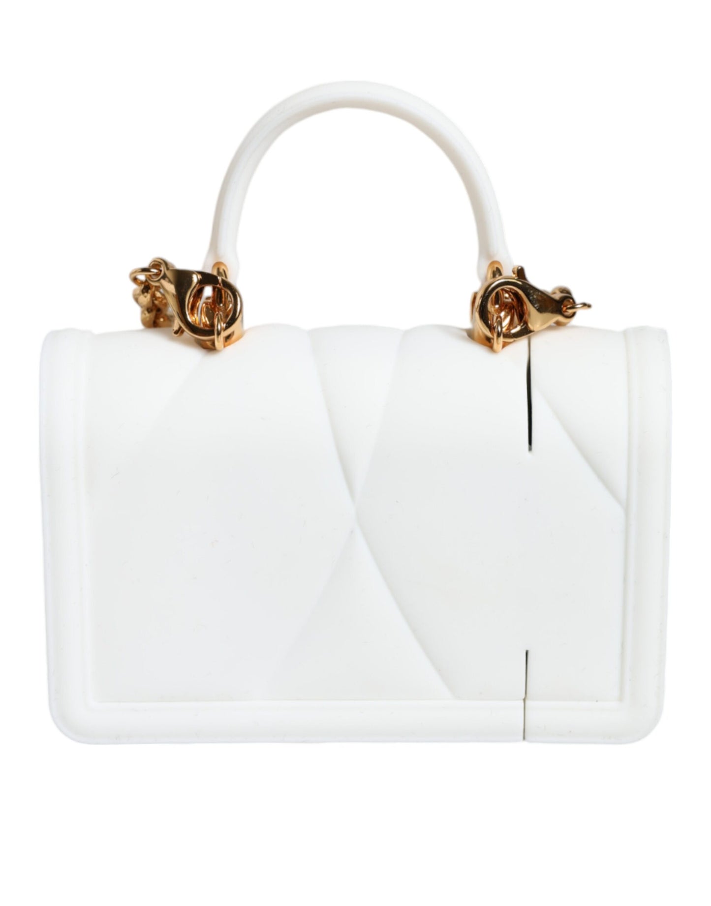 Dolce &amp; Gabbana – Weiße Silikonhülle „Devotion Heart“ mit Handtasche und Airpod-Hülle