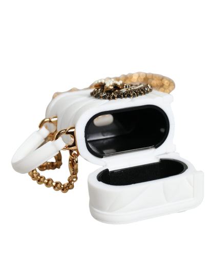 Dolce &amp; Gabbana – Weiße Silikonhülle „Devotion Heart“ mit Handtasche und Airpod-Hülle