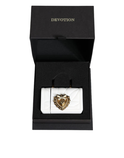 Dolce &amp; Gabbana – Weiße Silikonhülle „Devotion Heart“ mit Handtasche und Airpod-Hülle