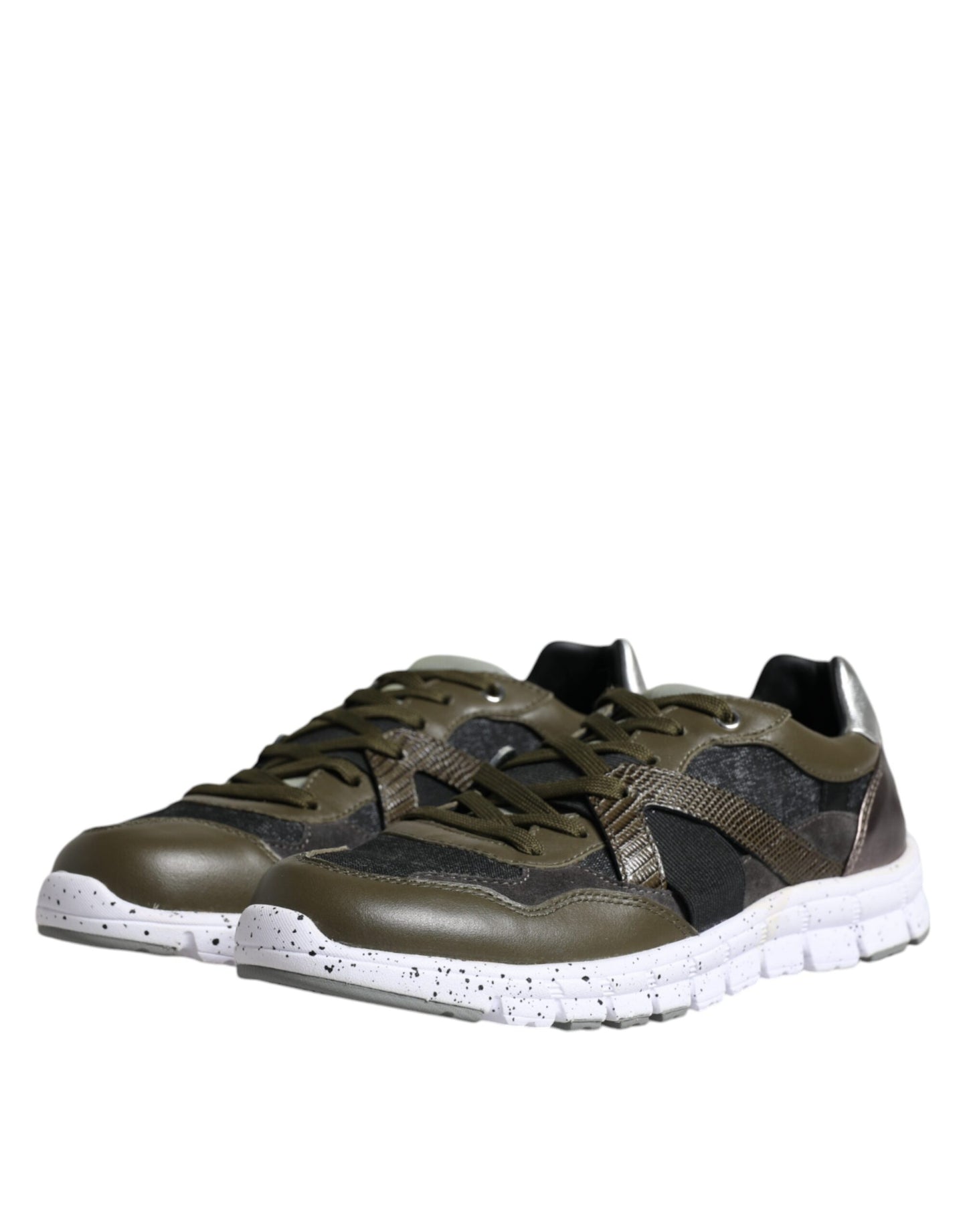 Dolce &amp; Gabbana Mehrfarbige Canvas-Leder-Sneaker mit niedrigem Schaft