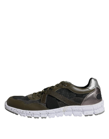 Dolce &amp; Gabbana Mehrfarbige Canvas-Leder-Sneaker mit niedrigem Schaft