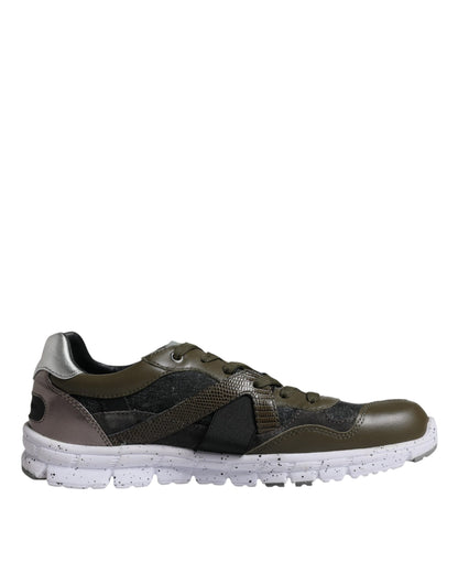 Dolce &amp; Gabbana Mehrfarbige Canvas-Leder-Sneaker mit niedrigem Schaft