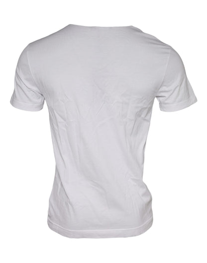 Dolce &amp; Gabbana – Weißes Baumwoll-T-Shirt mit Rundhalsausschnitt und grafischem Print