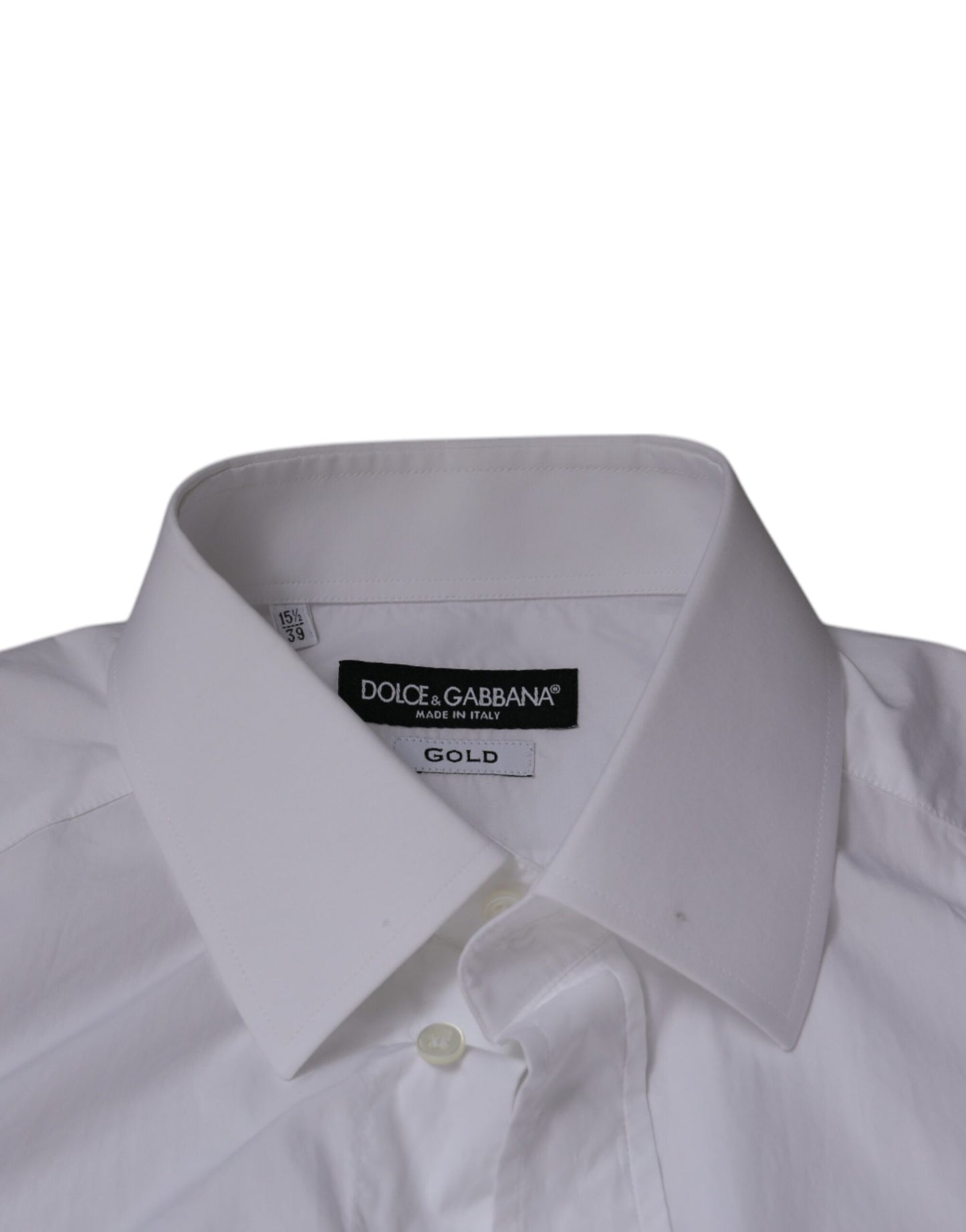 Dolce &amp; Gabbana Weißes Slim Fit Herrenhemd aus Baumwolle in Gold