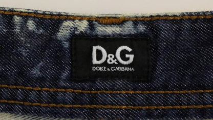 شورت جينز دولتشي آند غابانا أزرق من القطن المغسول من D&amp;G