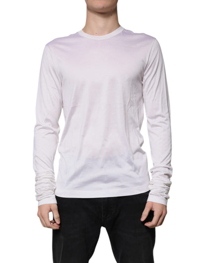 Dolce &amp; Gabbana Weißer Seidenpullover mit Rundhalsausschnitt für Herren