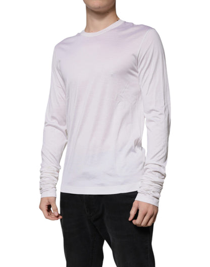 Dolce &amp; Gabbana Weißer Seidenpullover mit Rundhalsausschnitt für Herren