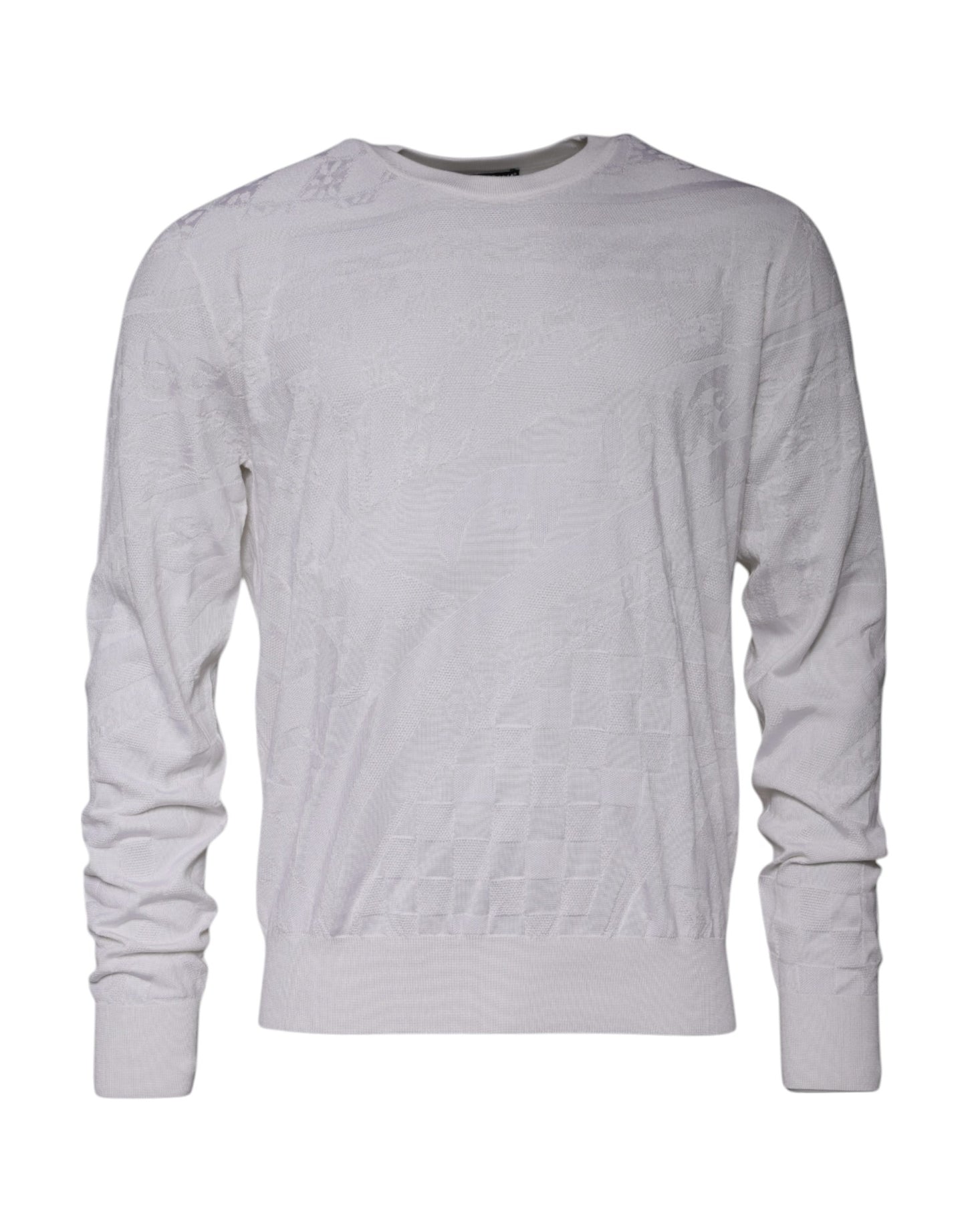 Dolce &amp; Gabbana Weißer Seidenpullover mit Rundhalsausschnitt für Herren