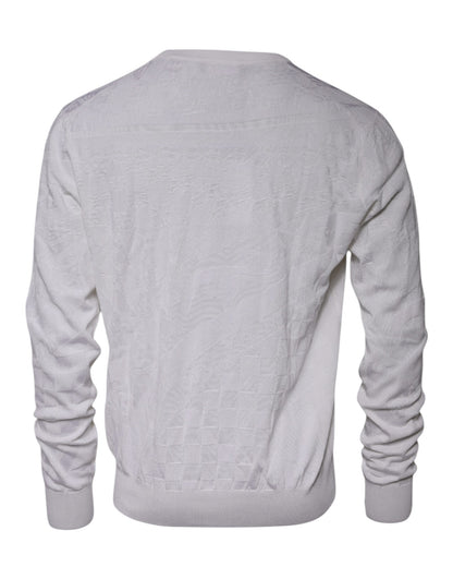 Dolce &amp; Gabbana Weißer Seidenpullover mit Rundhalsausschnitt für Herren