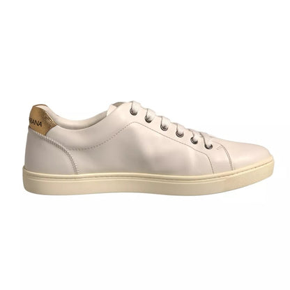 Dolce &amp; Gabbana – Weiße Sneakers aus Leder mit Herzverzierung