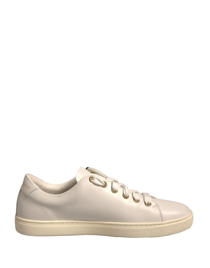 Dolce &amp; Gabbana Weiße Leder Gold Rote Herz Sneakers Schuhe