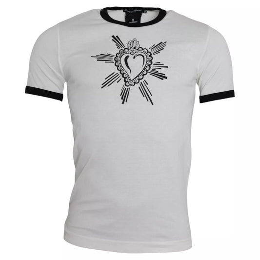 Dolce &amp; Gabbana – Weißes, kurzärmliges T-Shirt mit Sacred Heart-Print für Herren