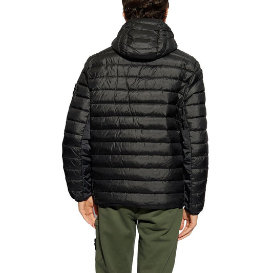 Schwarze Nylonjacke von Stone Island