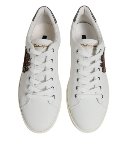 Dolce &amp; Gabbana – Weiße Sneakers aus Leder mit Herzverzierung