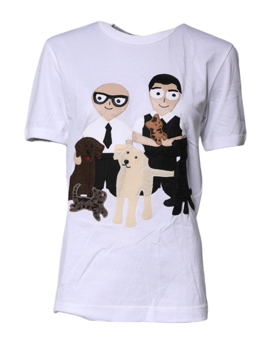 Dolce &amp; Gabbana Weißes #DGFamily Baumwoll-T-Shirt mit Rundhalsausschnitt