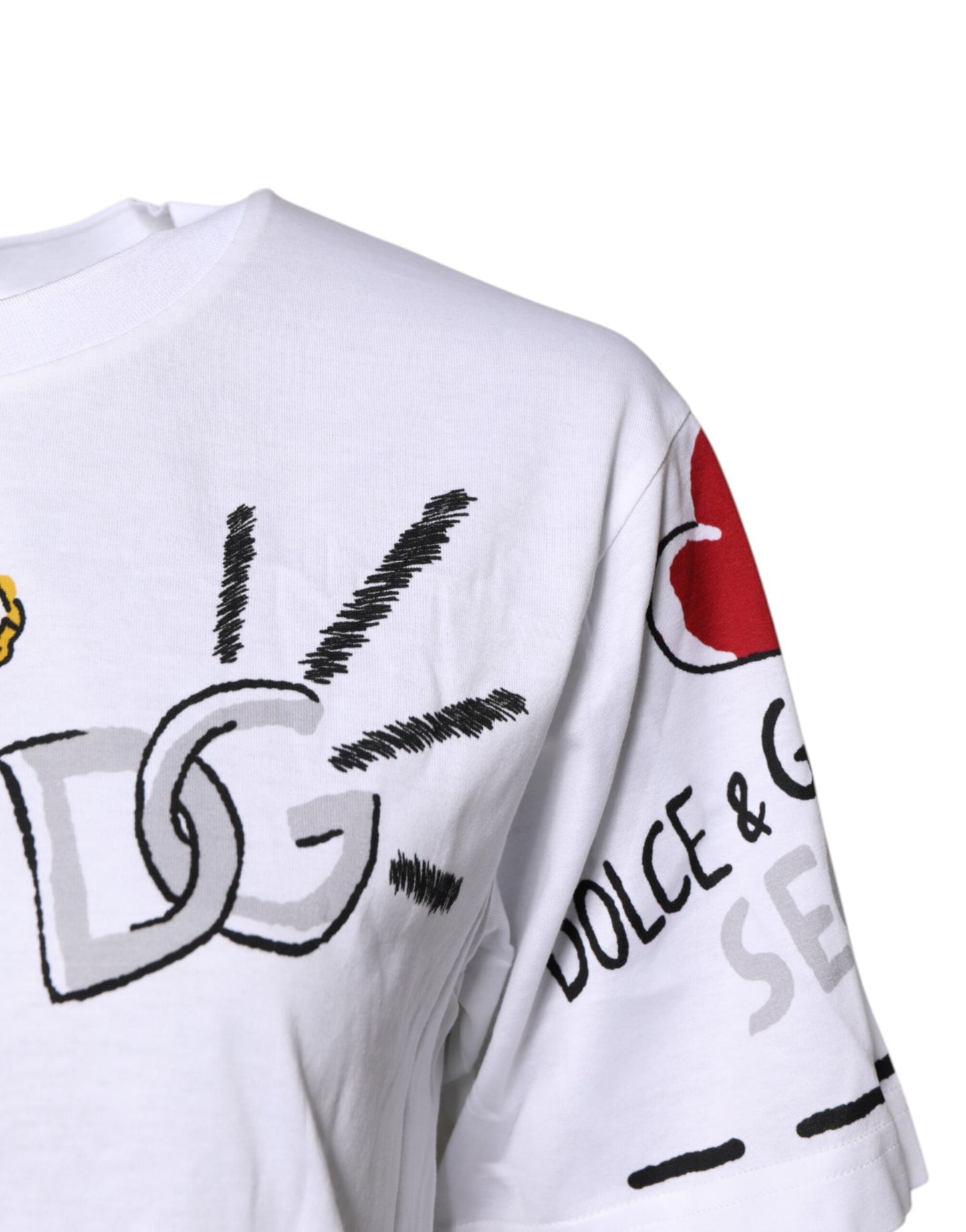 Dolce &amp; Gabbana Weißes, kurzärmliges, bedrucktes Jersey-T-Shirt