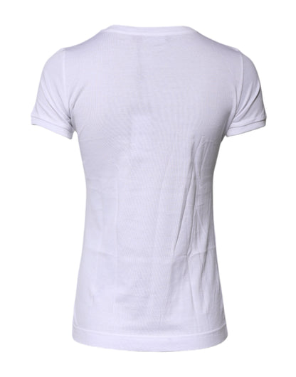 Dolce &amp; Gabbana Weißes #DGFAMILY Baumwoll-Stickerei-T-Shirt