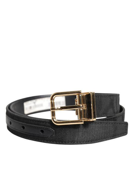 Dolce &amp; Gabbana – Klassischer schwarzer Gürtel mit goldener Metall-Logoschnalle
