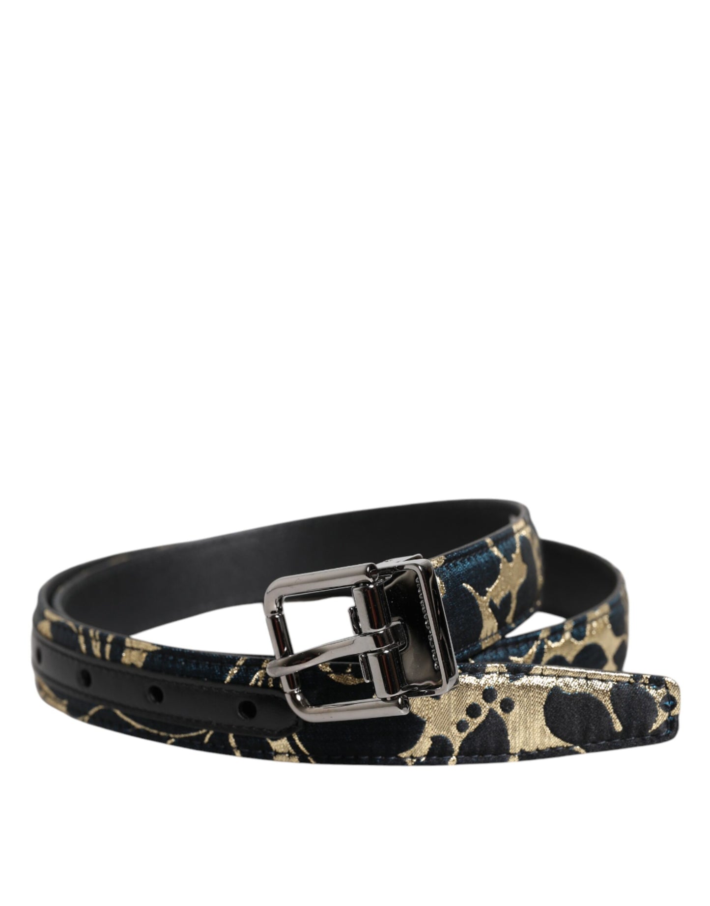 Dolce &amp; Gabbana – Mehrfarbiger Gürtel aus Jacquard-Leder mit Logo-Schnalle