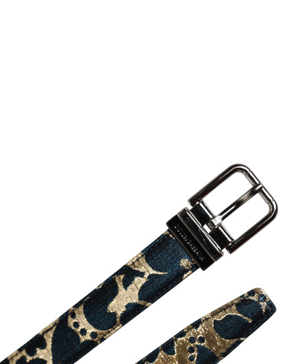 Dolce &amp; Gabbana – Mehrfarbiger Gürtel aus Jacquard-Leder mit Logo-Schnalle
