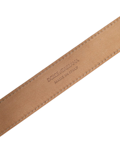 Dolce &amp; Gabbana Metallic-Gelber Ledergürtel mit Metalllogo-Schnalle