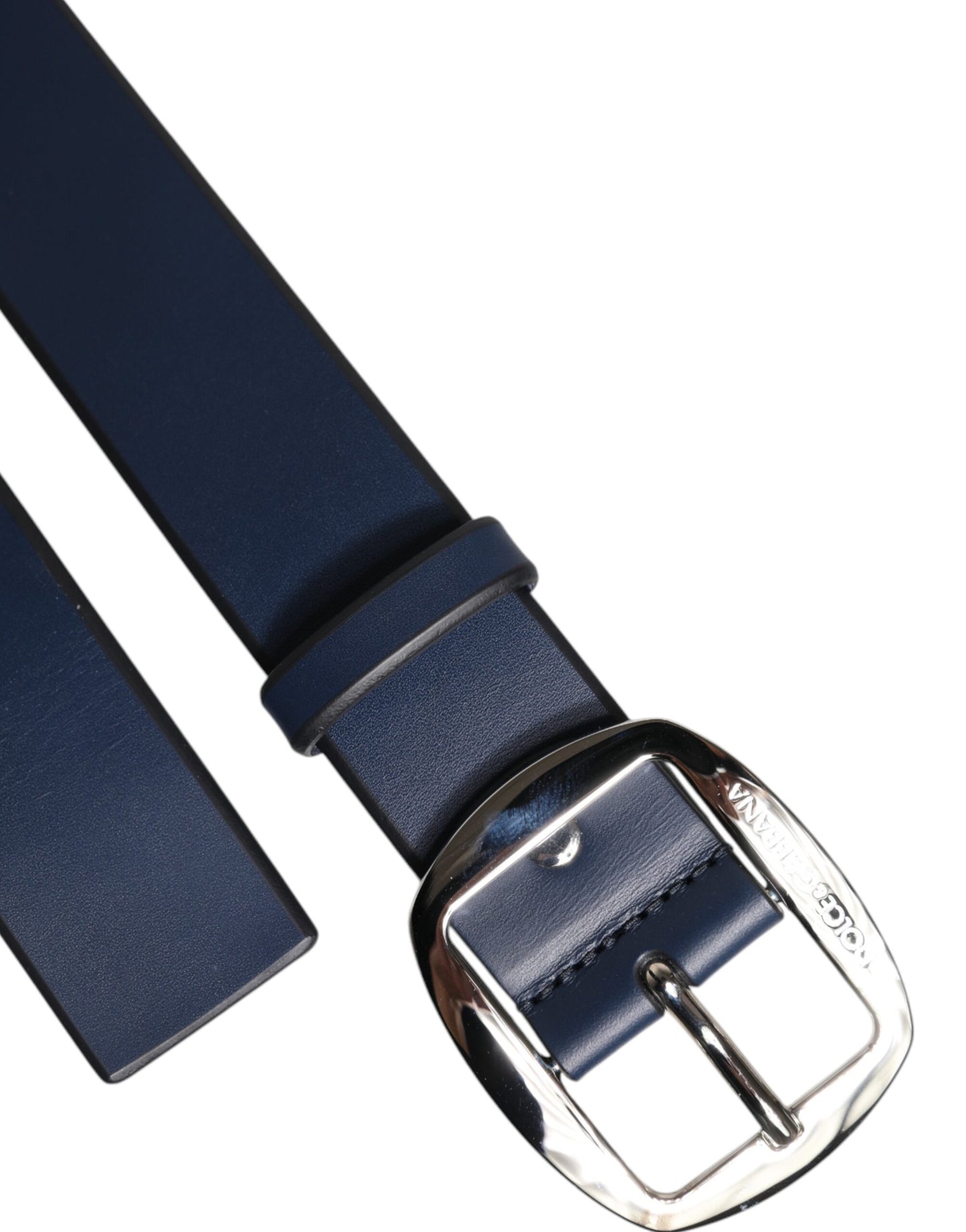 Dolce &amp; Gabbana – Blauer Gürtel aus Kalbsleder mit klassischer Metallschnalle