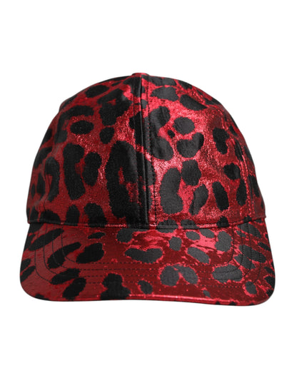 Dolce &amp; Gabbana – Baseballkappe mit 6 Panelen und DG-Logo in Rot mit Leopardenmuster