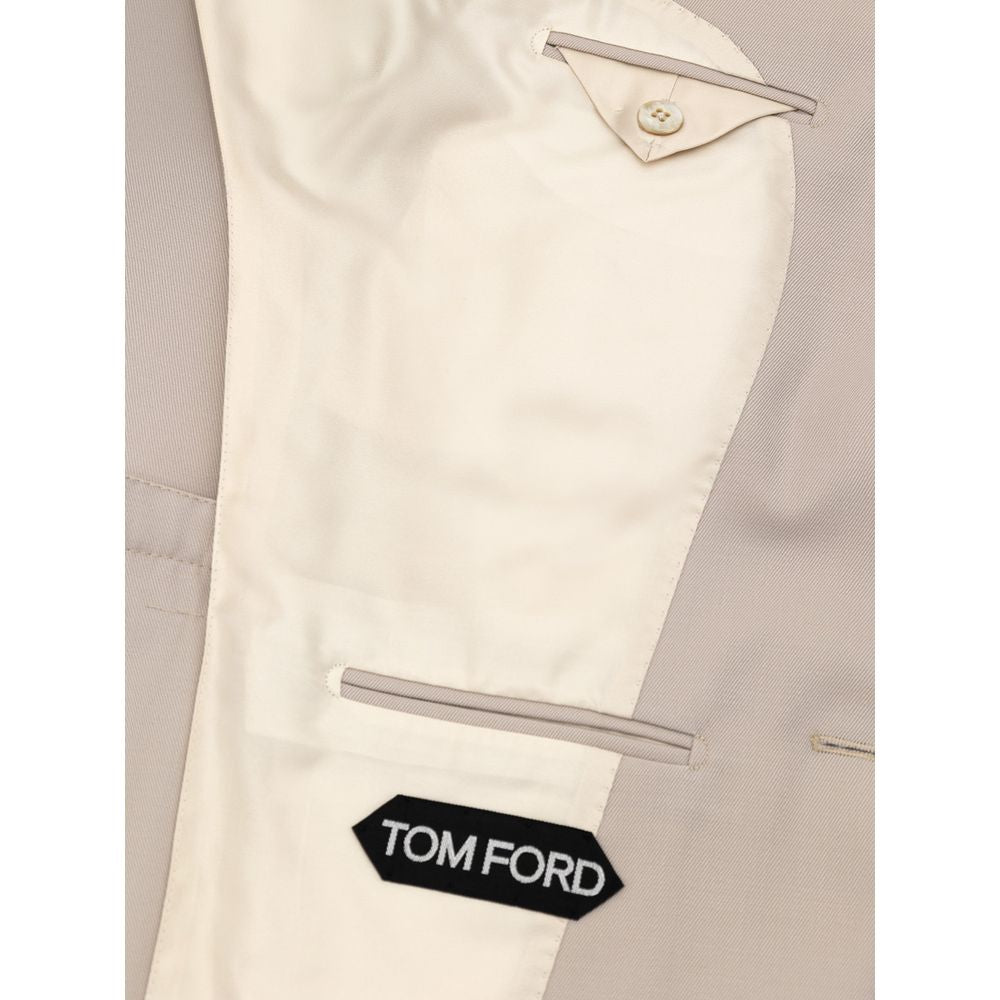 Beigefarbener Anzug und Blazer aus Wolle von Tom Ford