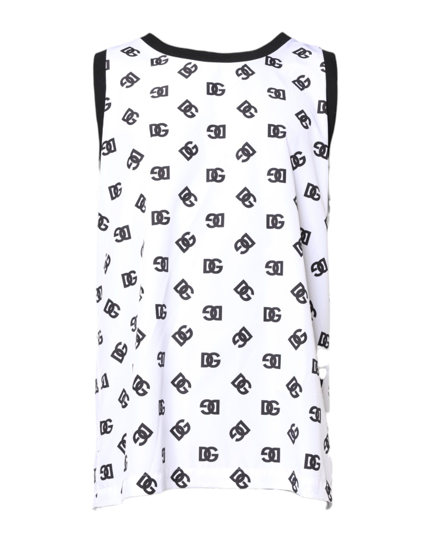 Dolce &amp; Gabbana – Ärmelloses T-Shirt aus weißem Polyester mit DG-Logo