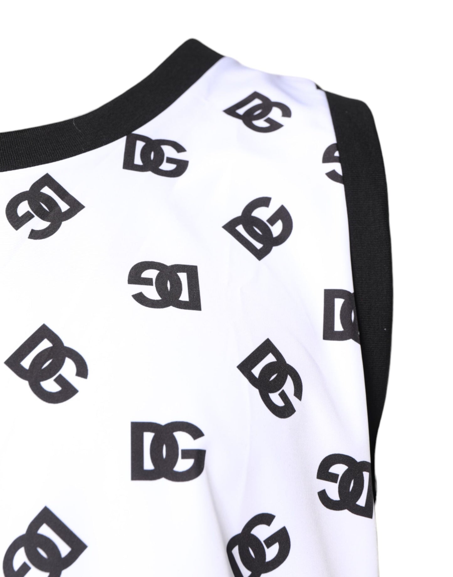 Dolce &amp; Gabbana – Ärmelloses T-Shirt aus weißem Polyester mit DG-Logo