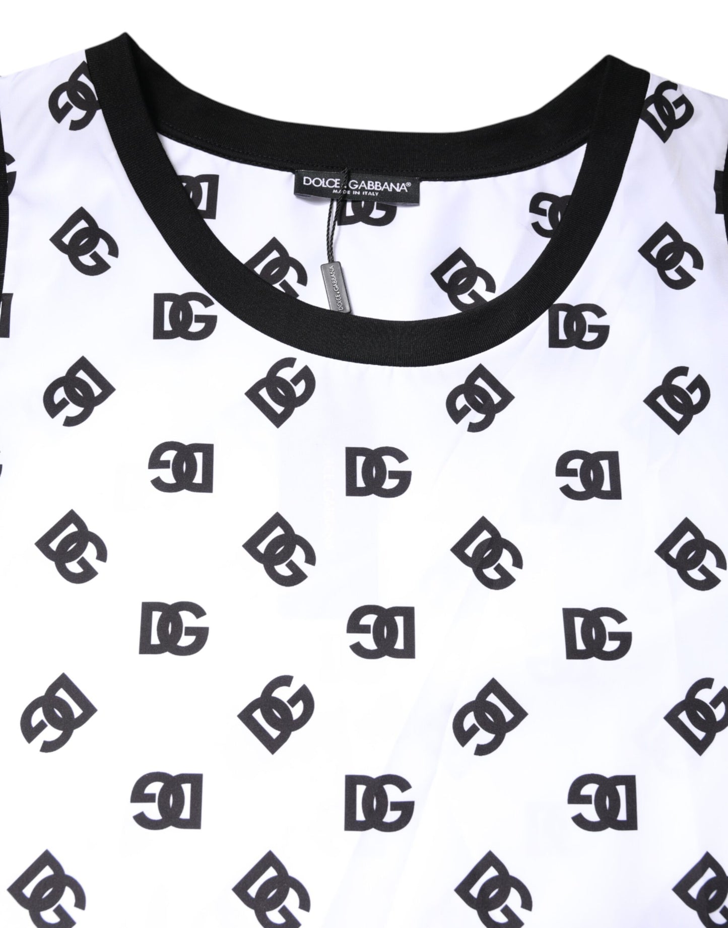 Dolce &amp; Gabbana – Ärmelloses T-Shirt aus weißem Polyester mit DG-Logo