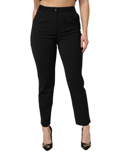 Dolce &amp; Gabbana Schwarze, hoch taillierte, konisch zulaufende STAFF-Hose