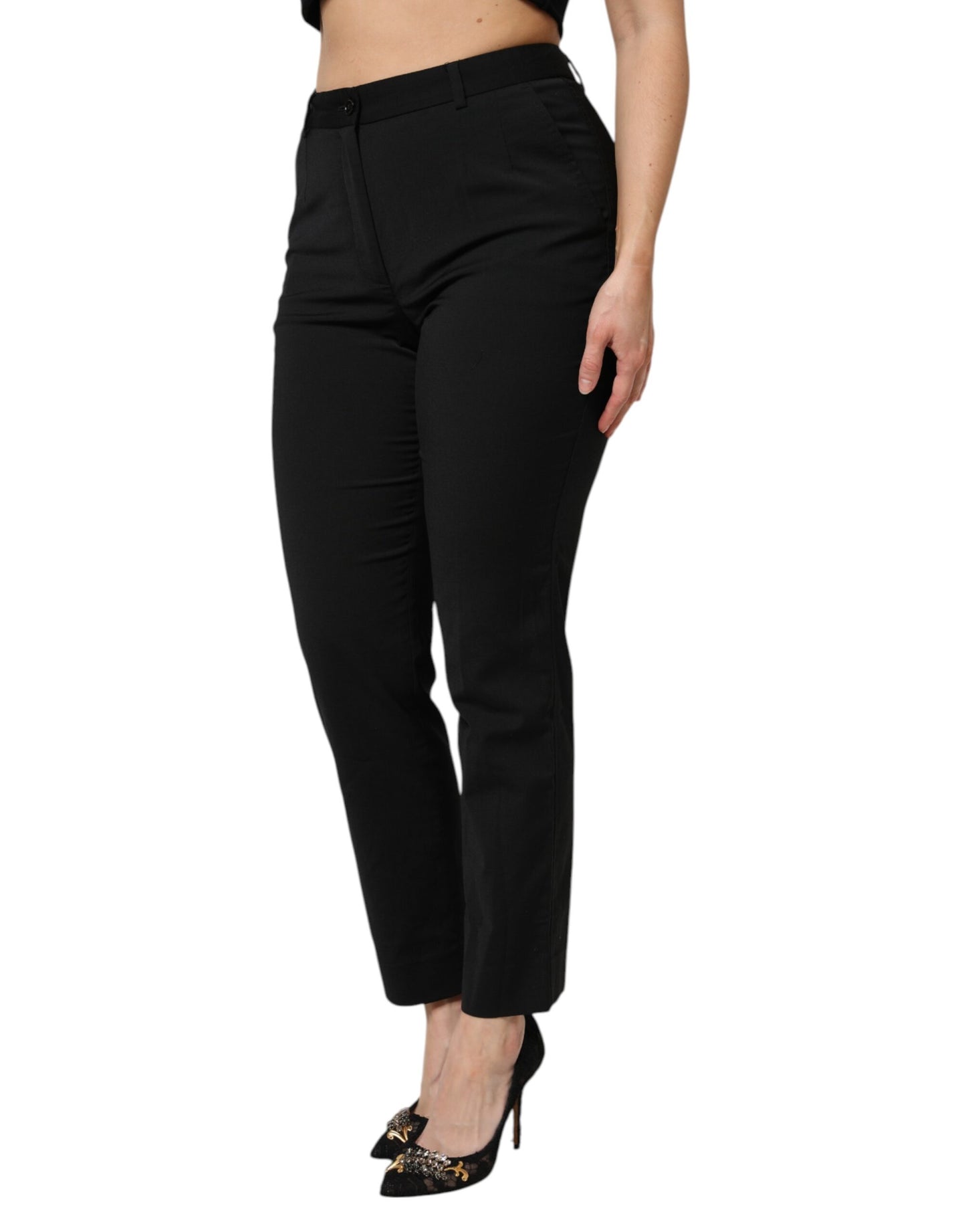 Dolce &amp; Gabbana Schwarze, hoch taillierte, konisch zulaufende STAFF-Hose