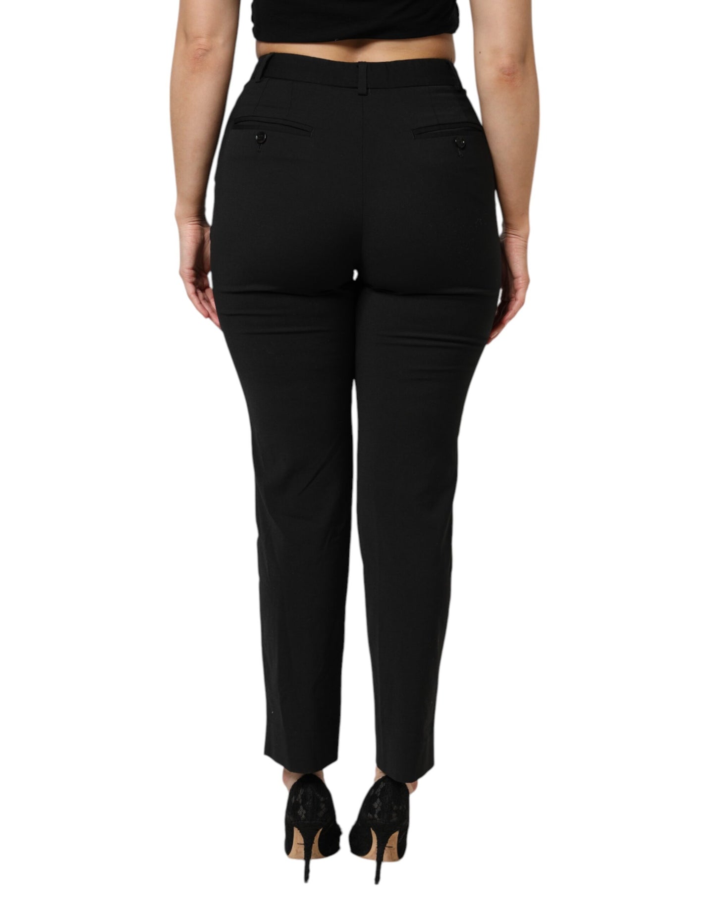 Dolce &amp; Gabbana Schwarze, hoch taillierte, konisch zulaufende STAFF-Hose