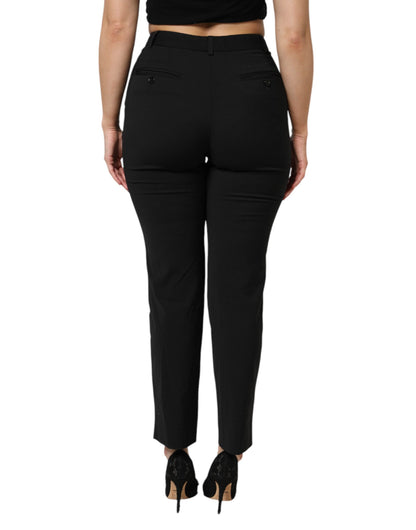 Dolce &amp; Gabbana Schwarze, hoch taillierte, konisch zulaufende STAFF-Hose