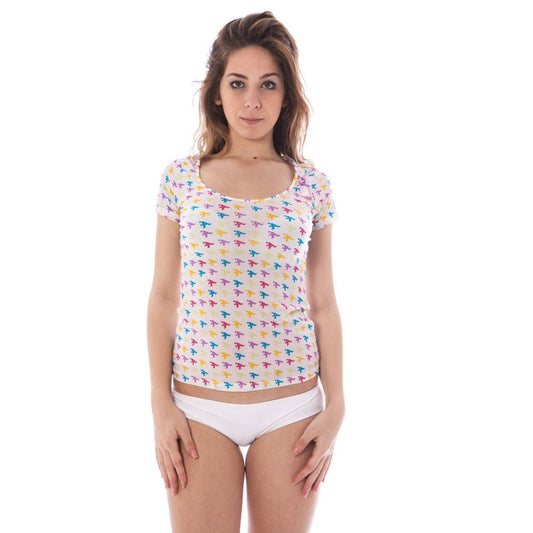 A-Style White Nylon Women T-Shirt