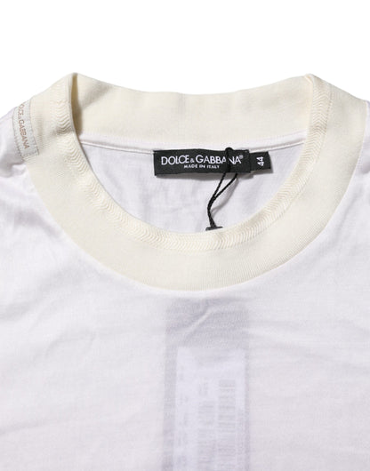 Dolce &amp; Gabbana – Weißes Seiden-T-Shirt mit Rundhalsausschnitt und langen Ärmeln