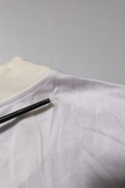 Dolce &amp; Gabbana – Weißes Seiden-T-Shirt mit Rundhalsausschnitt und langen Ärmeln