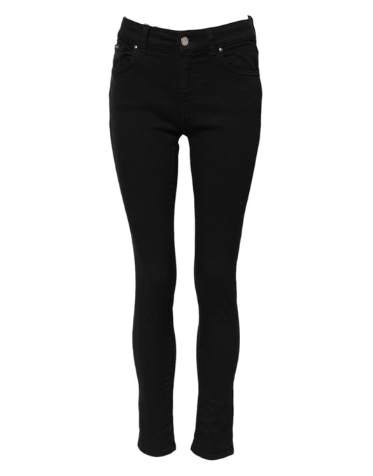 Dolce &amp; Gabbana – Schwarze Skinny-Jeans aus Baumwolle mit mittlerer Taille 