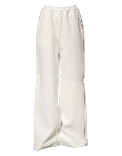 Dolce &amp; Gabbana – Weiße Viskose-Schlupfhose mit weitem Bein 