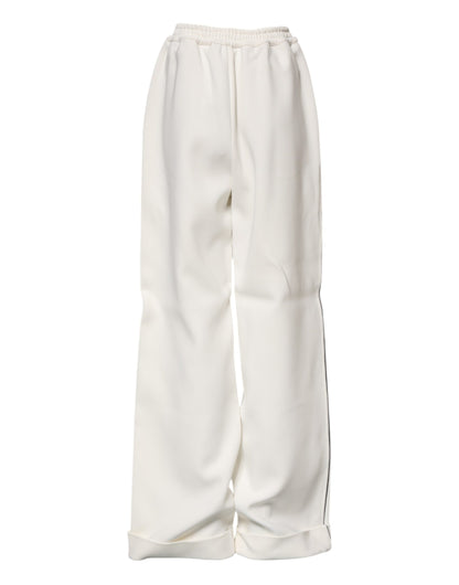 Dolce &amp; Gabbana – Weiße Viskose-Schlupfhose mit weitem Bein 