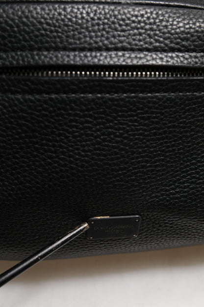 Dolce & Gabbana Black Palermo Backpack Hammered Calfskin Leather Bag