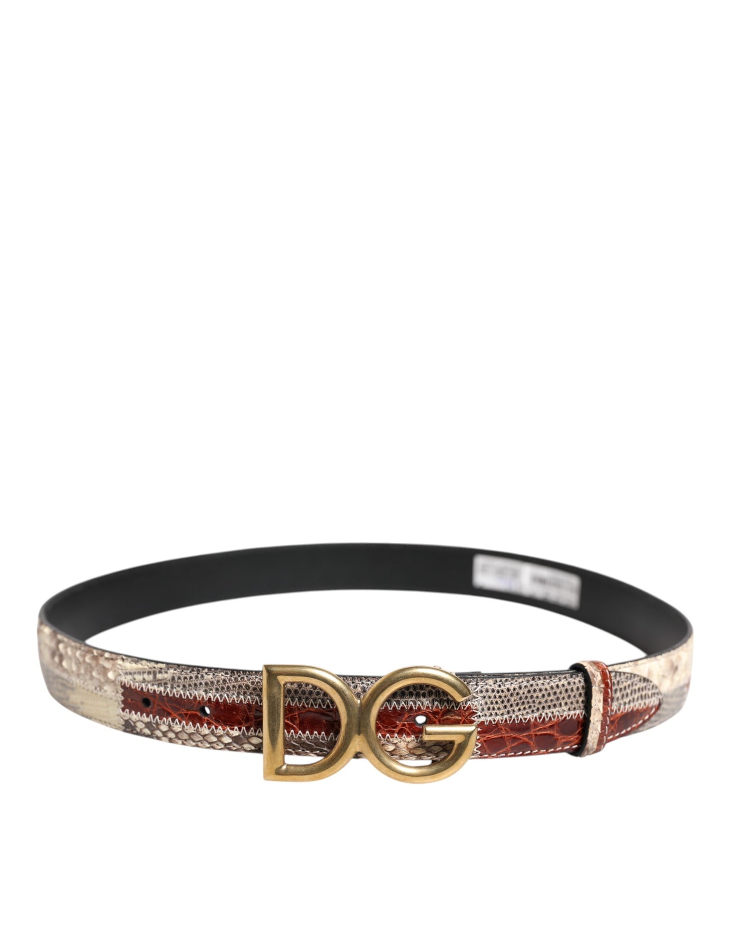 Dolce &amp; Gabbana – Mehrfarbiger Gürtel aus exotischem Leder mit DG-Logoschnalle