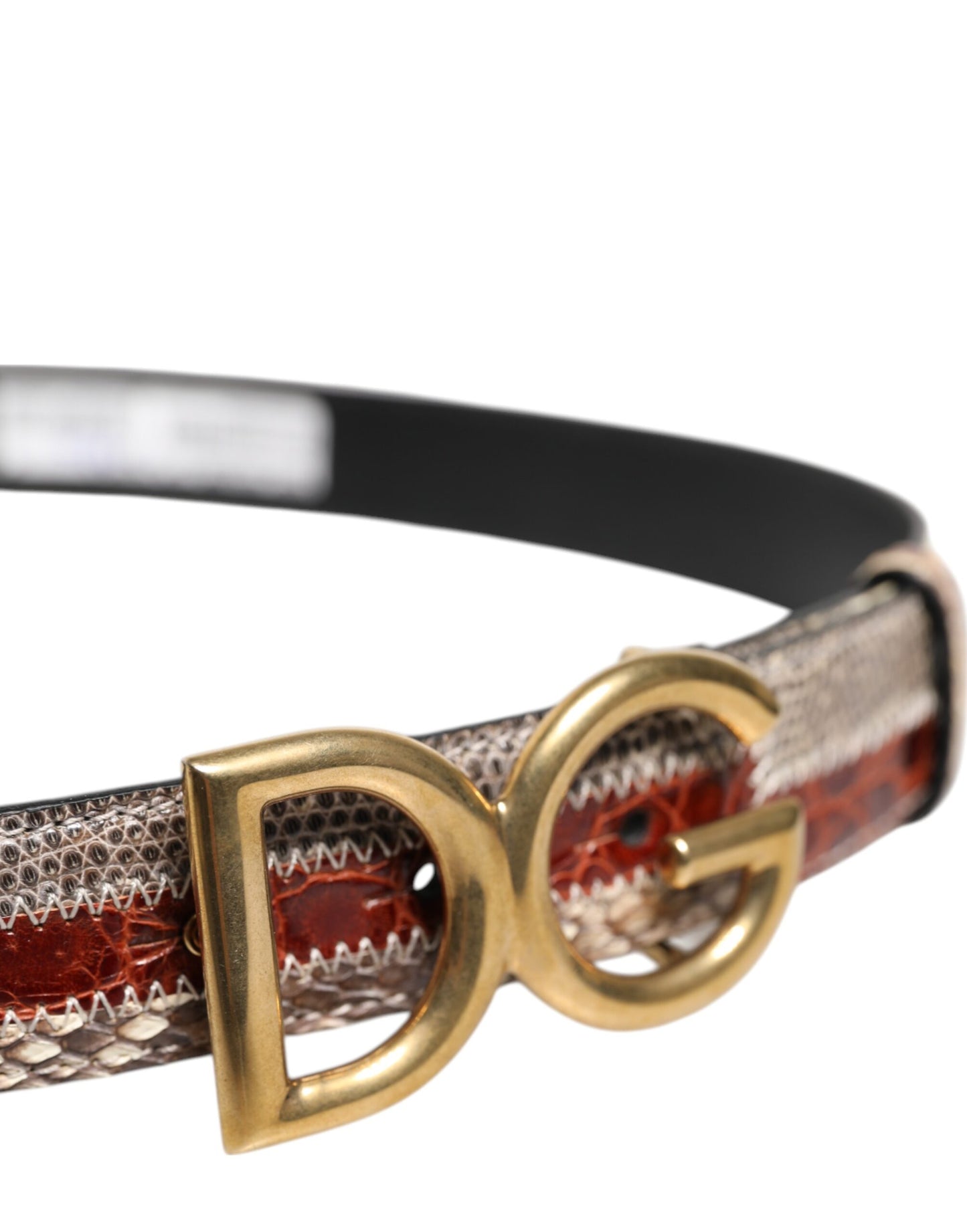 Dolce &amp; Gabbana – Mehrfarbiger Gürtel aus exotischem Leder mit DG-Logoschnalle
