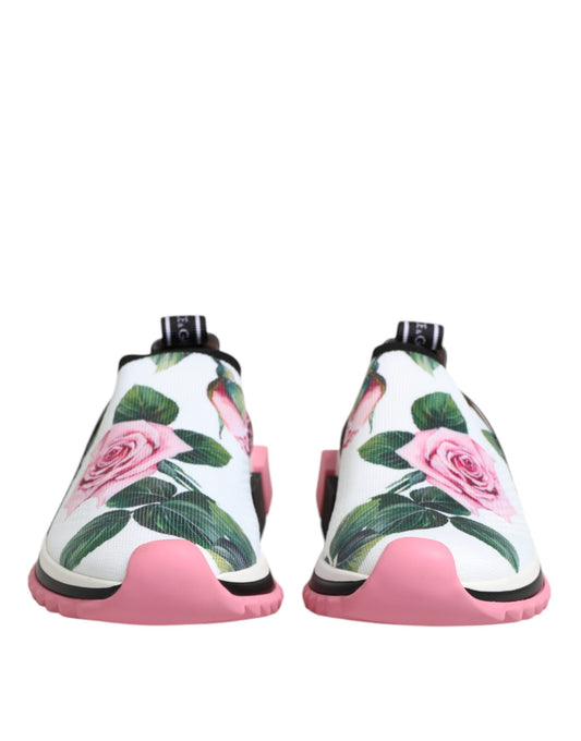 Dolce &amp; Gabbana Sorrento Sneakers mit weißem Rosendruck