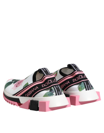 Dolce &amp; Gabbana Sorrento Sneakers mit weißem Rosendruck