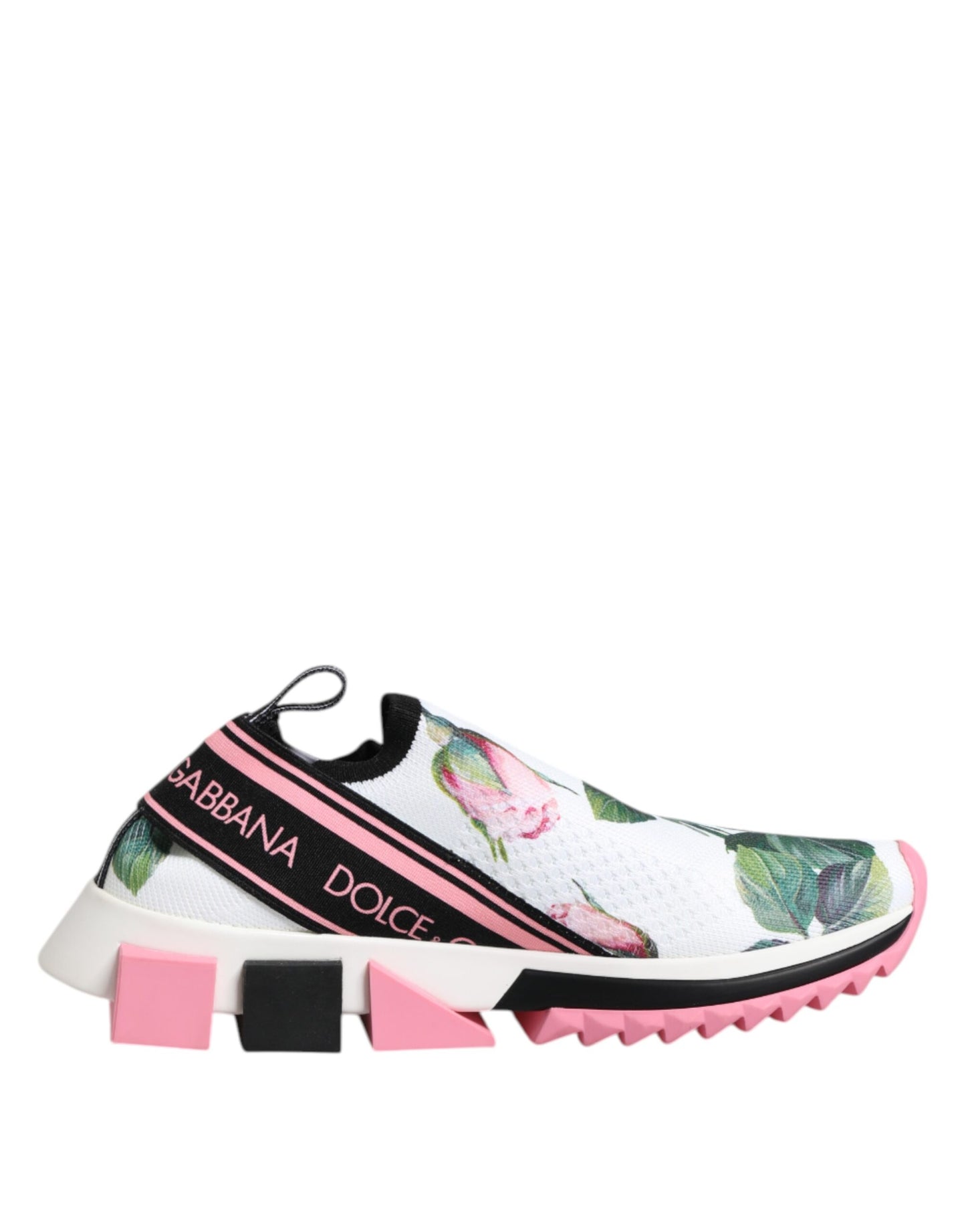 Dolce &amp; Gabbana Sorrento Sneakers mit weißem Rosendruck
