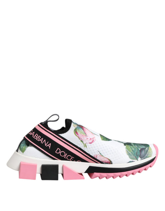 Dolce &amp; Gabbana Sorrento Sneakers mit weißem Rosendruck