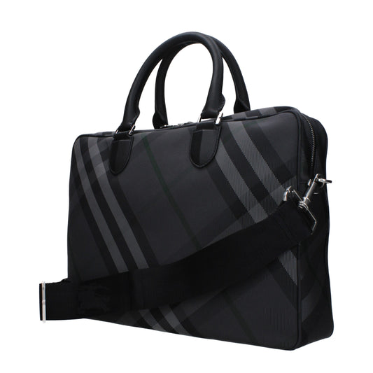 Burberry Gray Fabric Business And Laptop Bags
